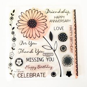 My Acrylic CTMH “From Me to You” Flower and Sentiment Acrylic Stamp Set-Birthday